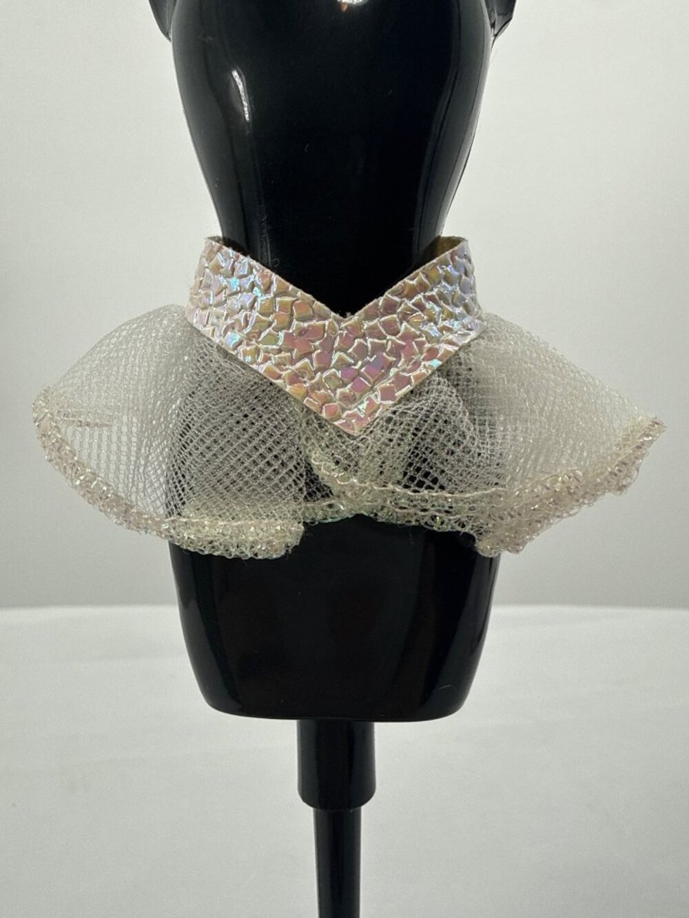 VTG Barbie Pink Holographic Mosaic Peplum Top Tutu Skirt Doll Clothes